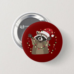 Waschbär-Liebhaber Weihnachtslichter Tier Santa Hu Button