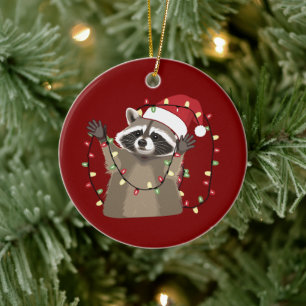 Waschbär-Liebhaber Weihnachtslichter Tier Santa Hu Keramik Ornament