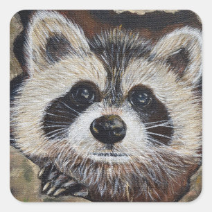 Waschbär-Malerei Quadratischer Aufkleber