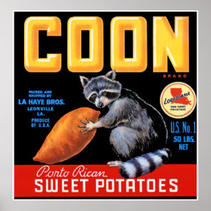 Waschbär-Marken-Süßkartoffeln Poster