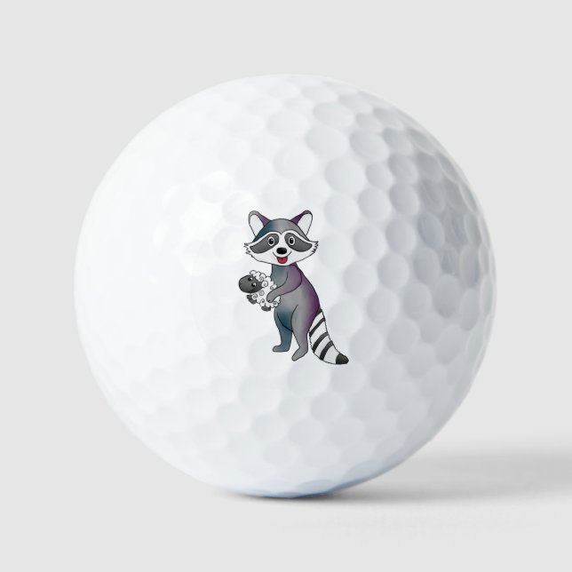Waschbär mit Schaf Golfball (Vorderseite)