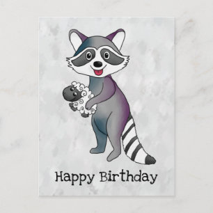 Waschbär mit Schaf Postkarte