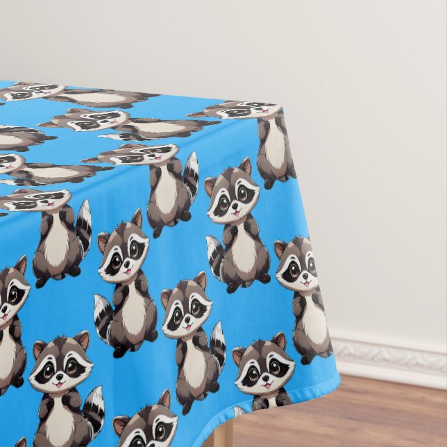 Waschbär-Muster-Design Blau Tischdecke (Beispiel)