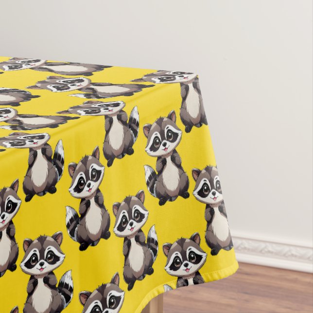 Waschbär-Muster-Design Gelb Tischdecke (Beispiel)