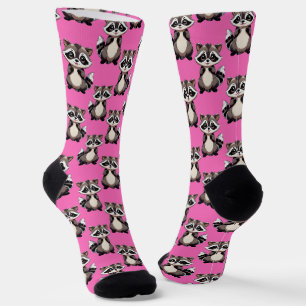 Waschbär-Muster-Design Rosa Socken