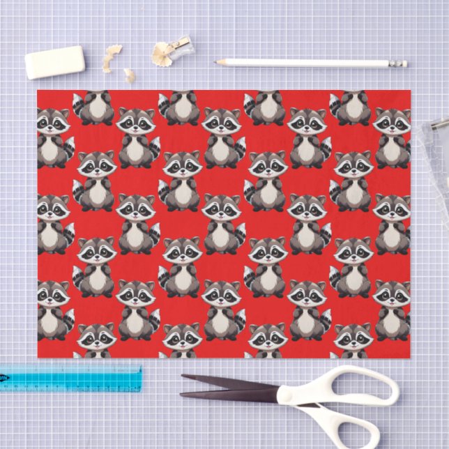 Waschbär-Muster-Design Rot Seidenpapier (Handwerk)
