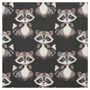 Waschbär-Muster-Design Schwarz Stoff