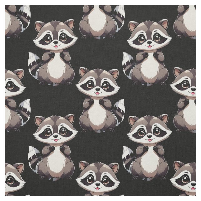 Waschbär-Muster-Design Schwarz Stoff (Muster)