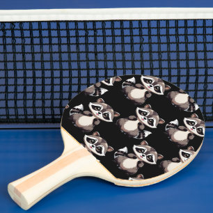 Waschbär-Muster-Design Schwarz Tischtennis Schläger