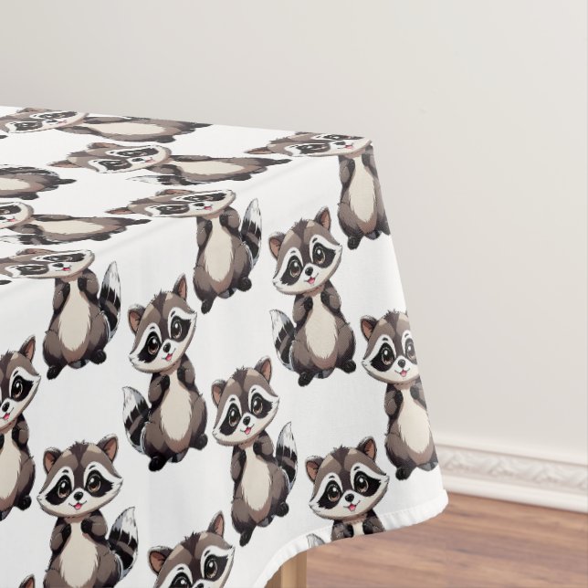 Waschbär-Muster-Design Weiß Tischdecke (Beispiel)