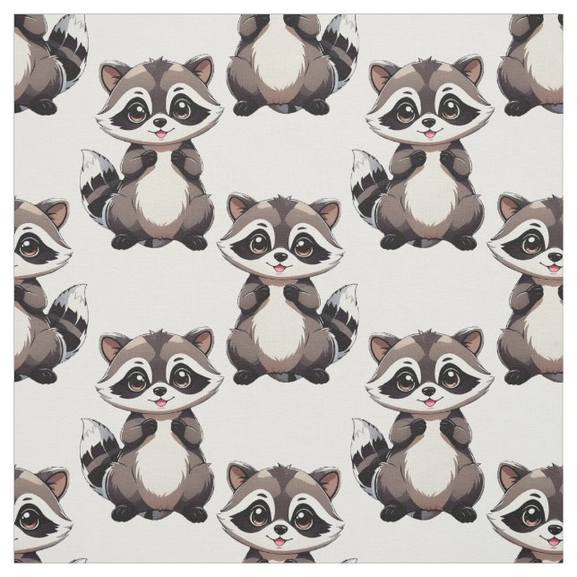 Waschbär-Musterdesign Weiß Stoff (Muster)
