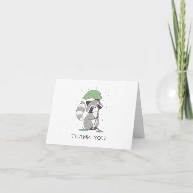 Waschbär-neutrale Babyparty danken Ihnen zu merken Dankeskarte (Vorderseite)