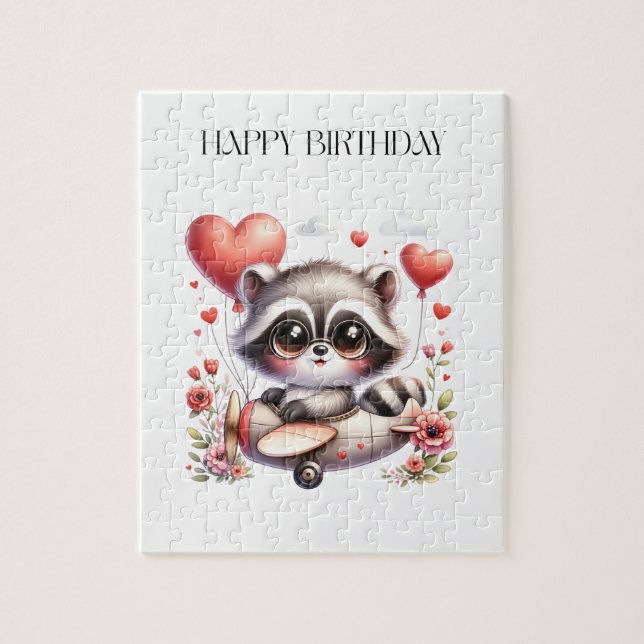 Waschbär-Pilot Geburtstag (Vertikal)