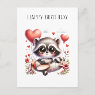 Waschbär-Pilot Geburtstag Einladungspostkarte