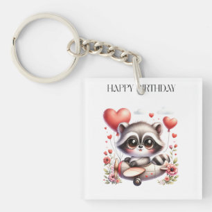 Waschbär-Pilot-Geburtstag Schlüsselanhänger