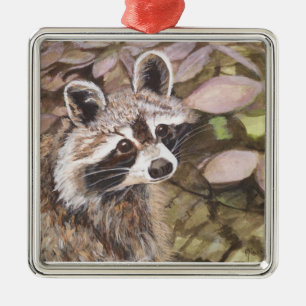 Waschbär-quadratische Verzierung Silbernes Ornament