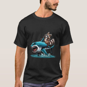 Waschbär-Reit-Hai-Kostüm Meer-Tierliebhaber Kinder T-Shirt