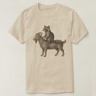 Waschbär-Reitende-Ziege Lustiges-Shirt – Chaos-Mem T-Shirt