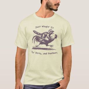 Waschbär reitender Hahn – Barnyard Rodeo Cowboy T-Shirt