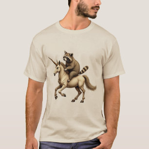 Waschbär reitet auf einem Einhorn T-Shirt – Lustig