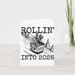 Waschbär rollt ins Jahr 2026 Frohes neues Jahr 202 Karte