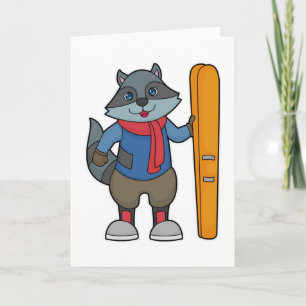 Waschbär Skifahrer Ski Karte