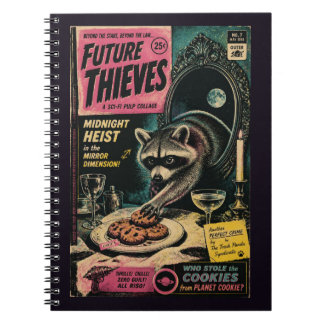 Waschbär stiehlt Kekse Faux Vintage-Buchcover Notizblock