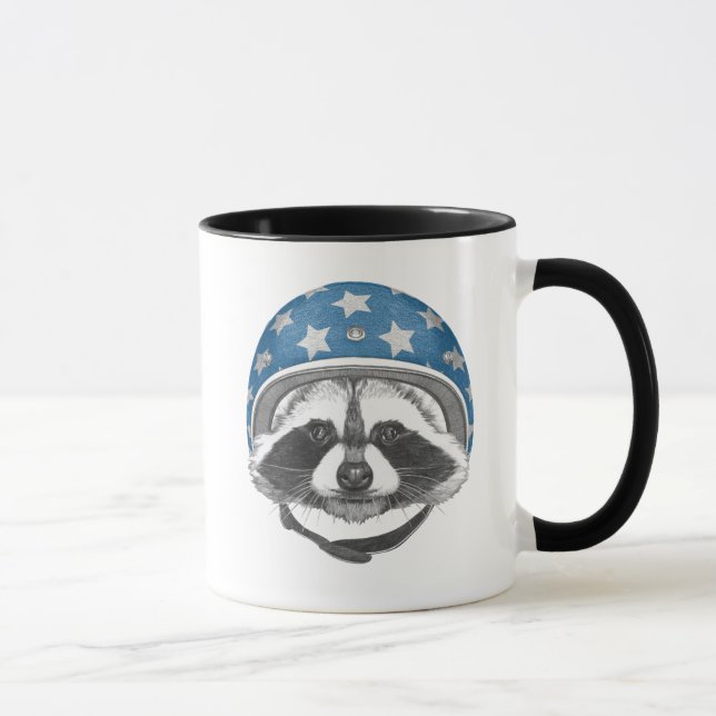 Waschbär-Stuntfahrer Tasse (Rechts)