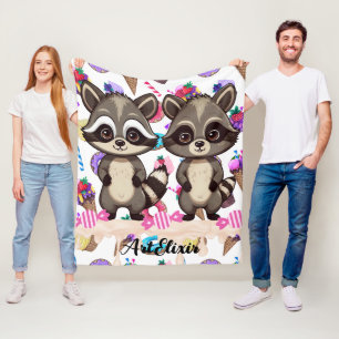 Waschbär Süß Kawaii Doppelter Druck Fleecedecke