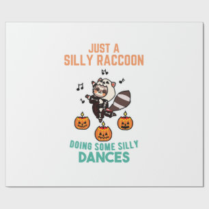 Waschbär tanzt Halloween-Kürbis-Party Geschenkpapier