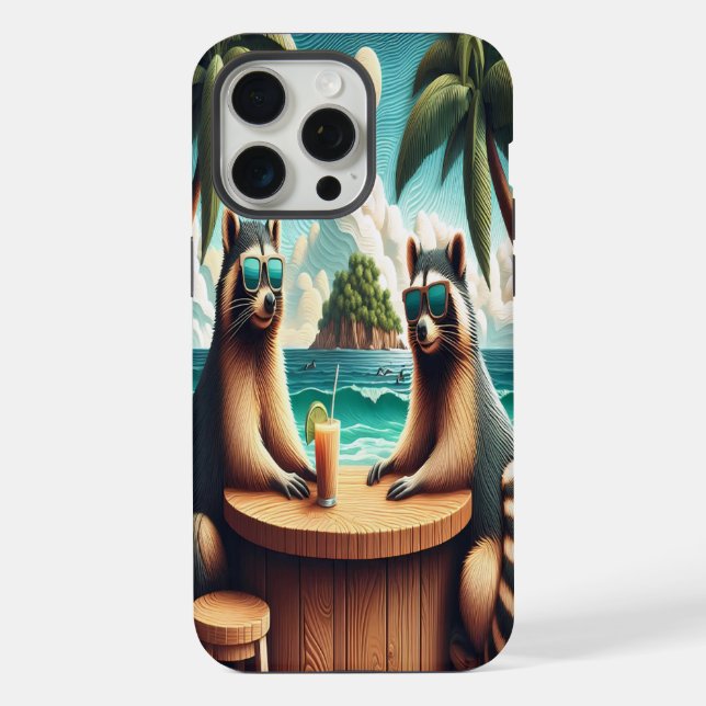 Waschbär-Teeparty iPhone 15 Pro Max Hülle (Rückseite)