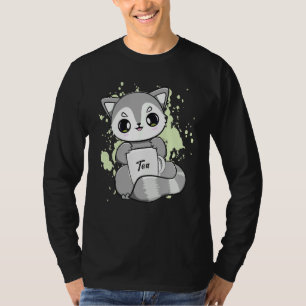 Waschbär trinkt Bubble Tea Milch mit tropischen Bo T-Shirt