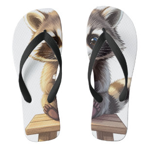 Waschbär trinkt Eiskaffee Flip Flops