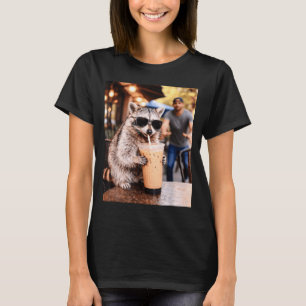 Waschbär trinkt Eiskaffee lustiger Tier-Meme coo T-Shirt