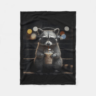 Waschbär trinkt Eiskaffee lustiger Tier-Meme Männe Fleecedecke
