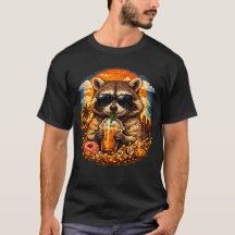 Waschbär trinkt Eiskaffee Lustiges Tier