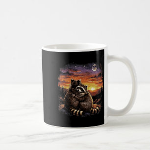 Waschbär Umarmung Sonnenuntergang Wald Wildtiere V Kaffeetasse
