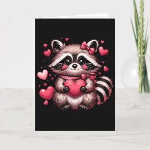 Waschbär Valentinsherzen Karte