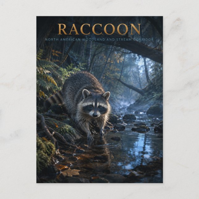 Waschbär-Waldstrom TIERE Postkarte (Vorderseite)