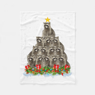 Waschbär-Weihnachtsbaum-Lichter-Santa-Hut Lustiger Fleecedecke