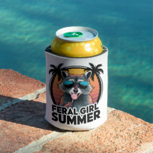 Waschbär Wilde Mädchen Sommer Vintage Opossum Lieb Dosenkühler