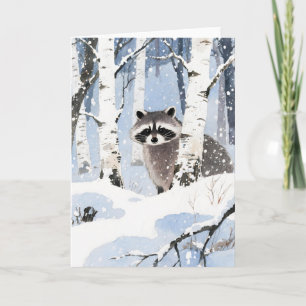 Waschbär Winter Karte