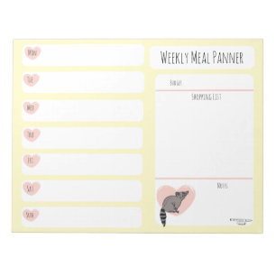 Waschbär-Wochenmahlzeitplaner-Notizblock Notizblock