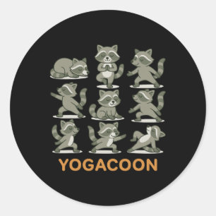 Waschbär Yoga Runder Aufkleber