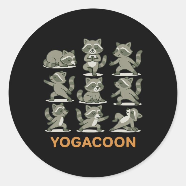 Waschbär Yoga  Runder Aufkleber (Vorderseite)