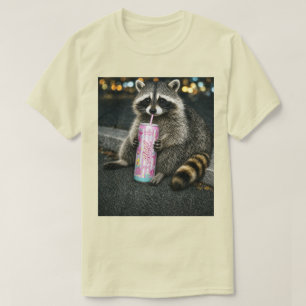 Waschbär Zuckerwatte Trink Grafik T-Shirt, Lustige T-Shirt