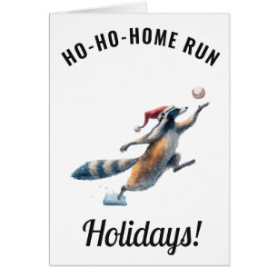 Waschbären-Baseball-Weihnachtskarte – Bearbeitbare