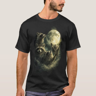Waschbären bei Vollmondnacht | Lustiger Waschbär T-Shirt