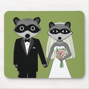 Waschbären Hochzeit Braut und Bräutigam Mousepad