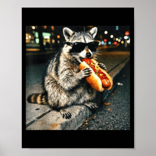 Waschbären-Hot-Dog-Shirts Poster